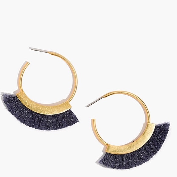 MADEWELL Fringe Hoop Earrings-Hematite Lurex-New - Picture 6 of 6